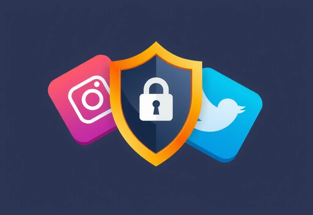 Social Media Icons und Datenschutzschild