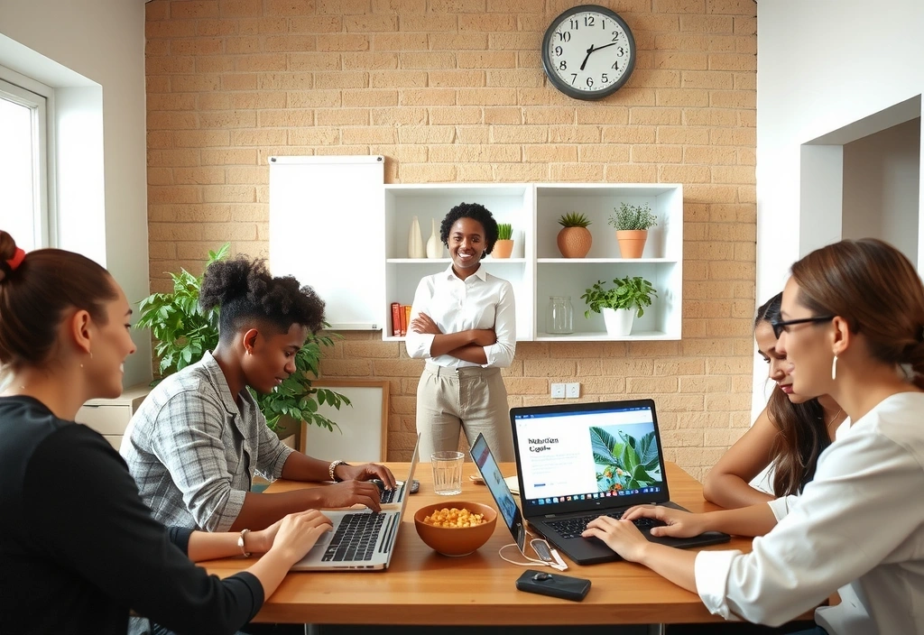 Diverse group of people participating in an online nutrition workshop